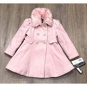 Rothschild Coat Girls 4T Pink Faux Fur Trim Pockets Winter Jacket NEW